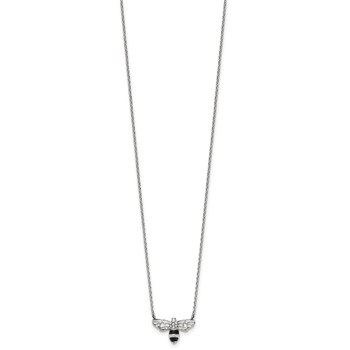 Chisel Stainless Steel Polished and Enameled with Preciosa Crystal Bee on an 18 inch Cable Chain Plus a 1.75 inch Extension Necklace — alternate view