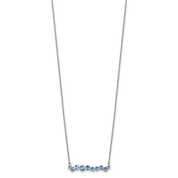 Chisel Stainless Steel Polished Blue Preciosa Crystal Bar on a 16 inch Cable Chain with a 2 inch Extension Necklace — alternate view