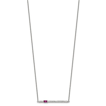 Chisel Stainless Steel Polished Preciosa Crystal and Red Glass Bar on a 15 inch Cable Chain with a 2.75 inch Extension Necklace — alternate view