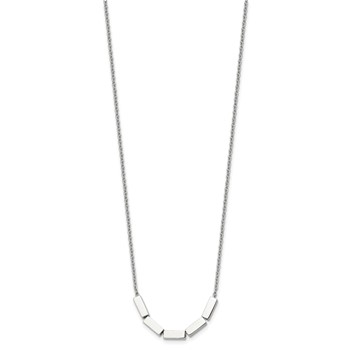 Chisel Stainless Steel Polished Rectangle Beads on a 16.5 inch Cable Chain with a 2 inch Extension Necklace — alternate view
