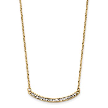 Chisel Stainless Steel Polished Yellow IP-plated Preciosa Crystal Curved Bar on a 17.75 inch Cable Chain with a 2 inch Extension Necklace