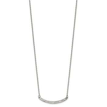 Chisel Stainless Steel Polished Preciosa Crystal Curved Bar on a 17.75 inch Cable Chain with a 2 inch Extension Necklace — alternate view