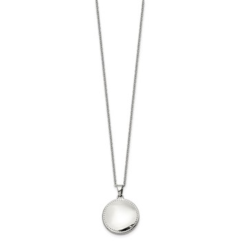 Chisel Stainless Steel Polished Puffed Disc Pendant on a 18 inch Cable Chain Necklace — alternate view