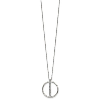 Chisel Stainless Steel Polished with Preciosa Crystal Pendant on a 16 inch Cable Chain with a 2 inch Extension Necklace — alternate view