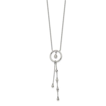 Chisel Stainless Steel Polished Preciosa Crystal Circle with Dangle Pendant on a 16 inch Cable Chain with a 1.5 inch Extension Necklace — alternate view
