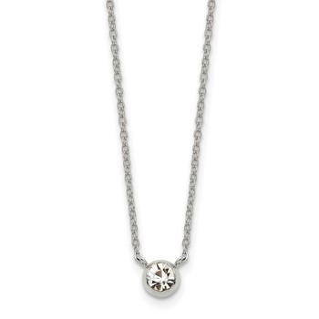 Chisel Stainless Steel Polished Glass Pendant on a 16 inch Cable Chain with a 2 inch Extension Necklace