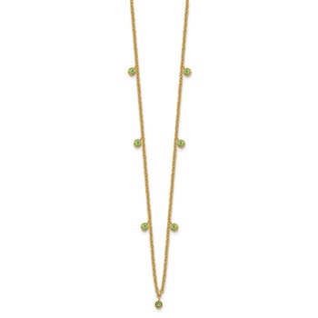 Stainless Steel Polished Yellow IP Green Crystal w/2in ext. Necklace — alternate view