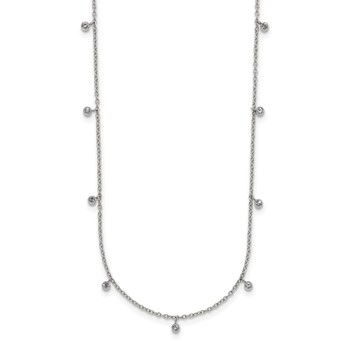 Chisel Stainless Steel Polished Clear Crystal 17.5 inch with 2 inch Extension Necklace