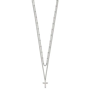 Chisel Stainless Steel Polished Cross 2 Strand 18.25 inch with 1 inch extension Necklace — alternate view
