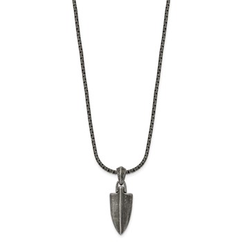 Chisel Stainless Steel Antiqued and Polished Arrow Pendant on a 28 inch Box Chain Necklace — alternate view