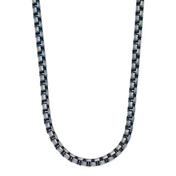 Chisel Stainless Steel Polished Blue IP-plated 6mm 22 inch Rolo Chain Necklace — alternate view