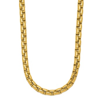 Chisel Stainless Steel Polished Yellow IP-plated 8mm 24 inch Round Box Chain Necklace — alternate view