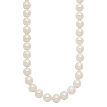 Chisel Stainless Steel Polished 9-10mm Hand Knotted White Round Freshwater Cultured Pearl 24 inch Necklace — alternate view