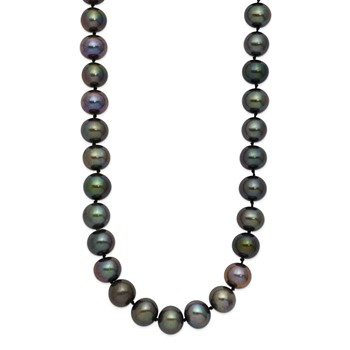 Chisel Stainless Steel Polished 9-10mm Hand Knotted Black Round Freshwater Cultured Pearl 24 inch Necklace — alternate view
