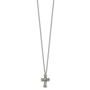Chisel Stainless Steel Antiqued and Polished Cross Pendant on a 24.5 inch Cable Chain Necklace — alternate view