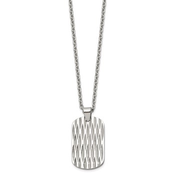 Chisel Stainless Steel Polished Diamond-cut Dog Tag on a 24 inch Cable Chain Necklace — alternate view