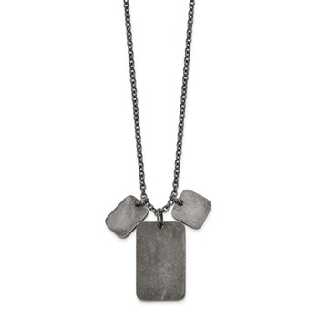 Chisel Stainless Steel Antiqued and Polished Dog Tags on a 27.5 inch Cable Chain Necklace — alternate view