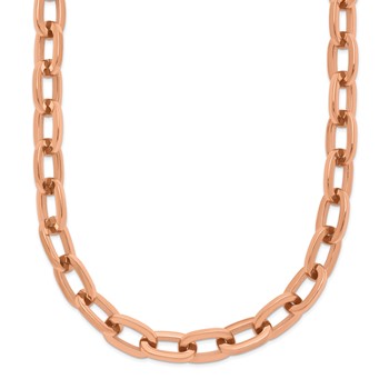 Chisel Stainless Steel Polished Rose IP-plated 16 inch Plus a 2.5 inch Extension Cable Link Necklace