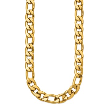 Chisel Stainless Steel Polished Yellow IP-plated 19.5 inch Plus a 2.5 inch Extension Figaro Link Necklace — alternate view