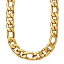 Image of Chisel Stainless Steel Polished Yellow IP-plated 16 inch Plus a 3 inch Extension Figaro Link Necklace