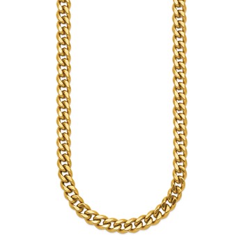 Chisel Stainless Steel Polished Yellow IP-plated 20 inch Plus a 3 inch Extension Curb Link Necklace — alternate view
