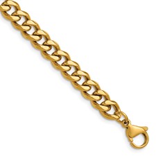 Image of Chisel Stainless Steel Polished Yellow IP-plated 16 inch Plus a 3 inch Extension Curb Link Necklace