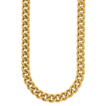 Chisel Stainless Steel Polished Yellow IP-plated 19.5 inch Plus a 3 inch Extension Round Curb Link Necklace — alternate view