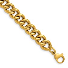 Image of Chisel Stainless Steel Polished Yellow IP-plated 19.5 inch Plus a 3 inch Extension Round Curb Link Necklace