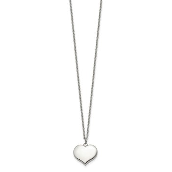 Chisel Stainless Steel Polished Heart Pendant on a 20.5 inch Plus 1 inch Extension Cable Chain Necklace — alternate view