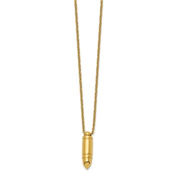 Chisel Stainless Steel Polished Yellow IP-plated Bullet Pendant on a 22 inch Cable Chain Necklace — alternate view