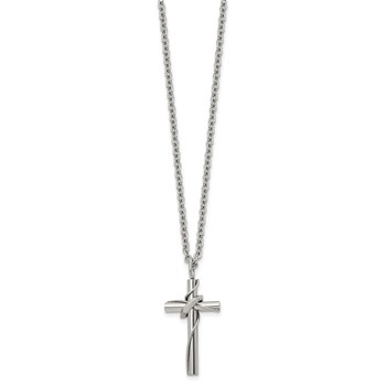 Chisel Stainless Steel Polished Cross with Moving Ring Pendant on an 18 inch Plus a 2 inch Extension Cable Chain Necklace — alternate view