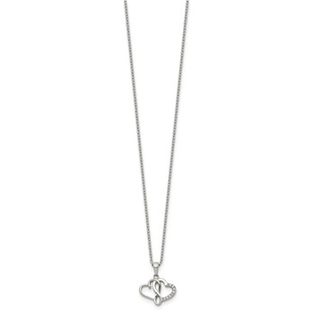 Chisel Stainless Steel Polished CZ Infinity Double Hearts Pendant on an 18 inch Plus a 2 inch Extension Cable Chain Necklace — alternate view