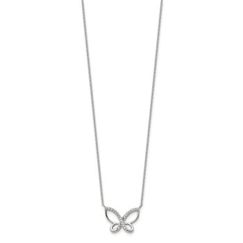 Chisel Stainless Steel Polished CZ Butterfly Pendant on an 18 inch Plus a 2 inch Extension Cable Chain Necklace — alternate view