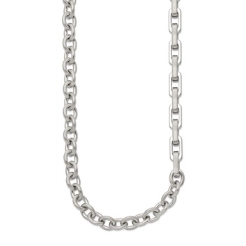 Chisel Stainless Steel Brushed and Polished Half Cable Link and Half Square Link 22 inch Necklace — alternate view