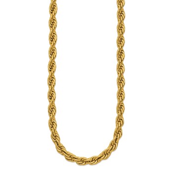 Chisel Stainless Steel Polished Yellow IP-plated 6mm Rope Chain 24 inch Necklace — alternate view