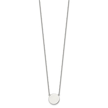 Chisel Stainless Steel Polished Disc on a 16 inch Plus a 2 inch Extension Cable Chain Necklace — alternate view