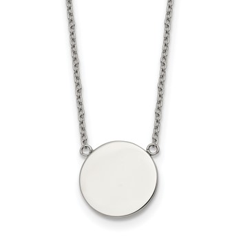 Chisel Stainless Steel Polished Disc on a 16 inch Plus a 2 inch Extension Cable Chain Necklace