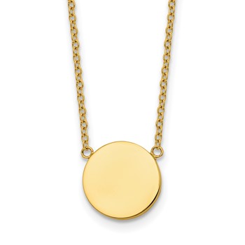Chisel Stainless Steel Polished Yellow IP-plated 1.2mm Disc on a 16 inch Plus a 2 inch Extension Cable Chain Necklace