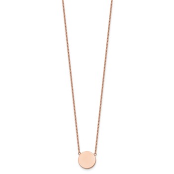 Chisel Stainless Steel Polished Rose IP-plated 1.2mm Disc on a 16 inch Plus a 2 inch Extension Cable Chain Necklace — alternate view