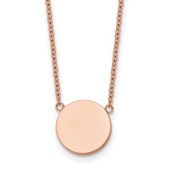 Chisel Stainless Steel Polished Rose IP-plated 1.2mm Disc on a 16 inch Plus a 2 inch Extension Cable Chain Necklace
