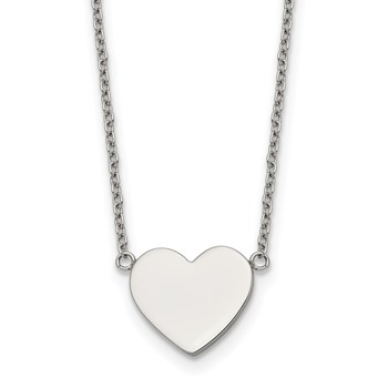 Chisel Stainless Steel Polished Heart on a 16 inch Plus 2 inch Extension Cable Chain Necklace