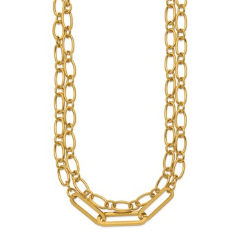 Chisel Stainless Steel Polished Yellow IP-plated Layered 18 inch Plus a 2 inch Extension Necklace — alternate view