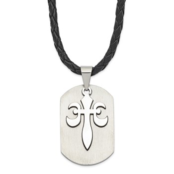 Stainless Steel Fleur de Lis Cut-out Dog Tag Necklace