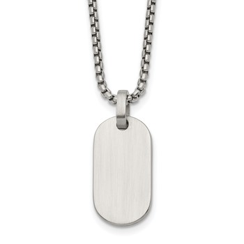 Chisel Stainless Steel Brushed with Polished Edges Dog Tag on a 22 inch Box Chain Necklace