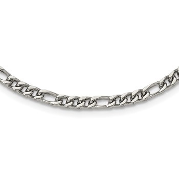 Chisel Stainless Steel Polished 4mm 24 inch Fancy Figaro Chain Necklace