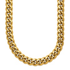 Image of Chisel Stainless Steel Polished Yellow IP-plated 8mm 24 inch Curb Link Necklace