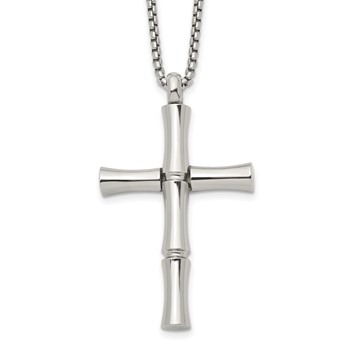 Chisel Stainless Steel Polished Cross Pendant on a 20 inch Box Chain Necklace