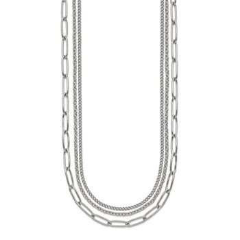 "Chisel Stainless Steel Polished Multi-Strand Curb, Cable and Paperclip Links 18 inch Plus a 2 inch Extension Necklace" — alternate view
