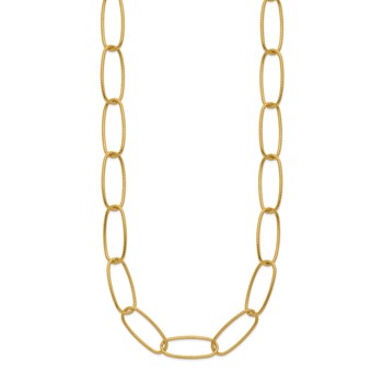 Chisel Stainless Steel Polished Textured Yellow IP-plated Open Link 16 inch Plus a 2 inch Extension Necklace — alternate view