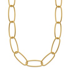 Image of Chisel Stainless Steel Polished Textured Yellow IP-plated Open Link 16 inch Plus a 2 inch Extension Necklace